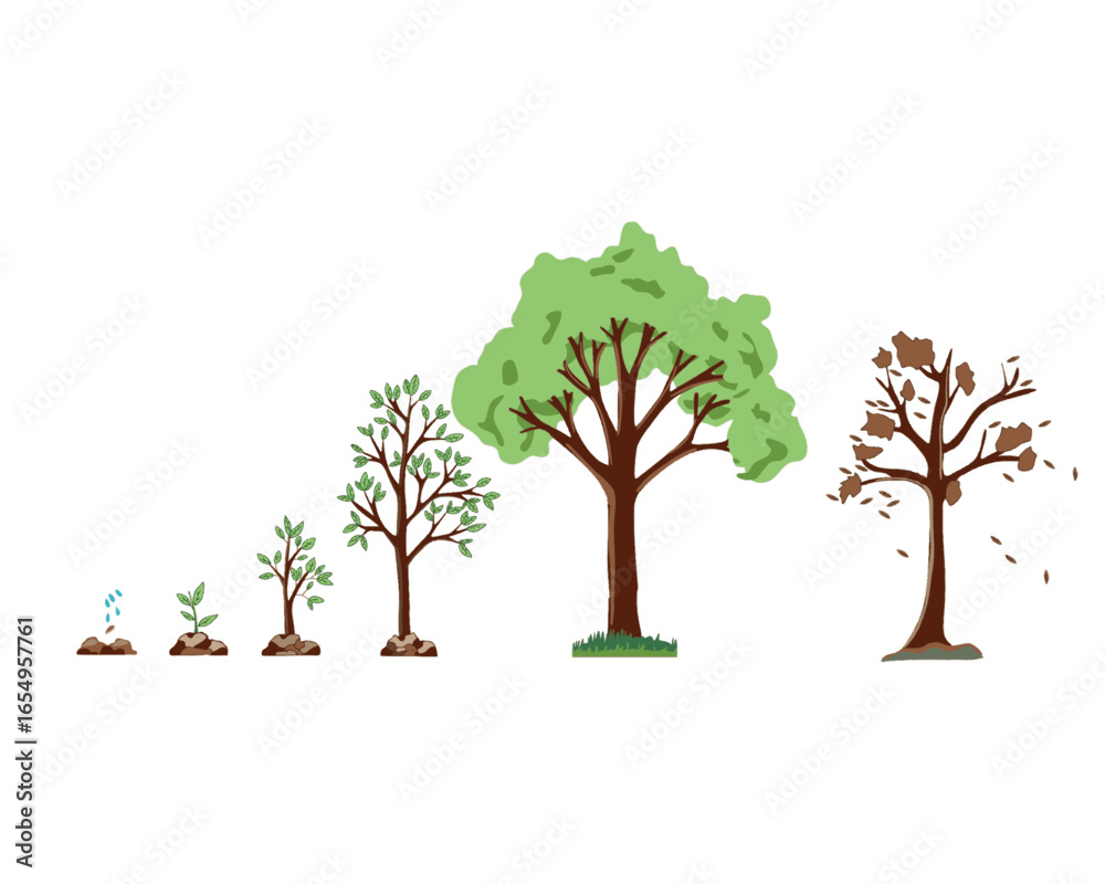 Obraz premium Tree Lifecycle Vector 