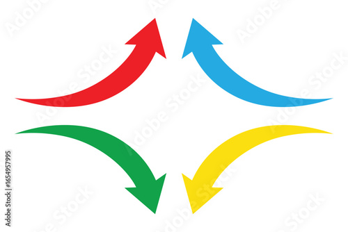 colorful curve arrow icon for business growth success presentation infographic concept