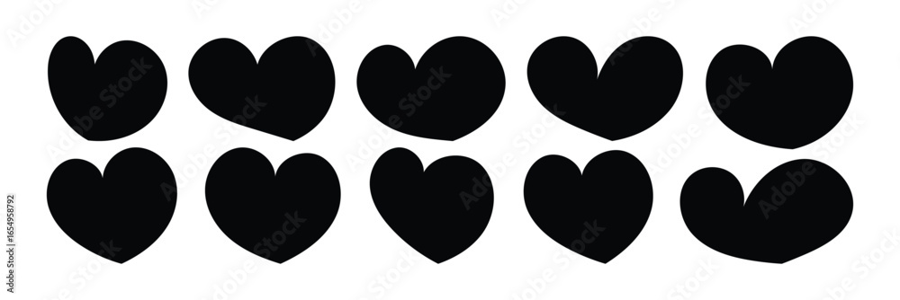 Fototapeta premium Heart vector icons. Love Symbols Collection for Valentine’s Day and Wedding Design. Vector illustration.