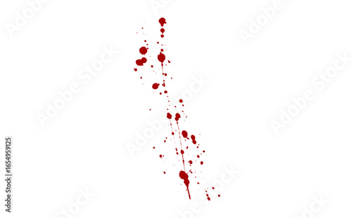 Crimson Splatter Trail A Graphic Element of Blood Droplets for Horror and Medical Visuals on Transparent Backdrop for Digital Design and Forensics.