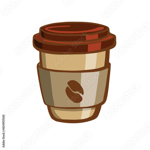 Coffee cup with cupholder and red lid vector