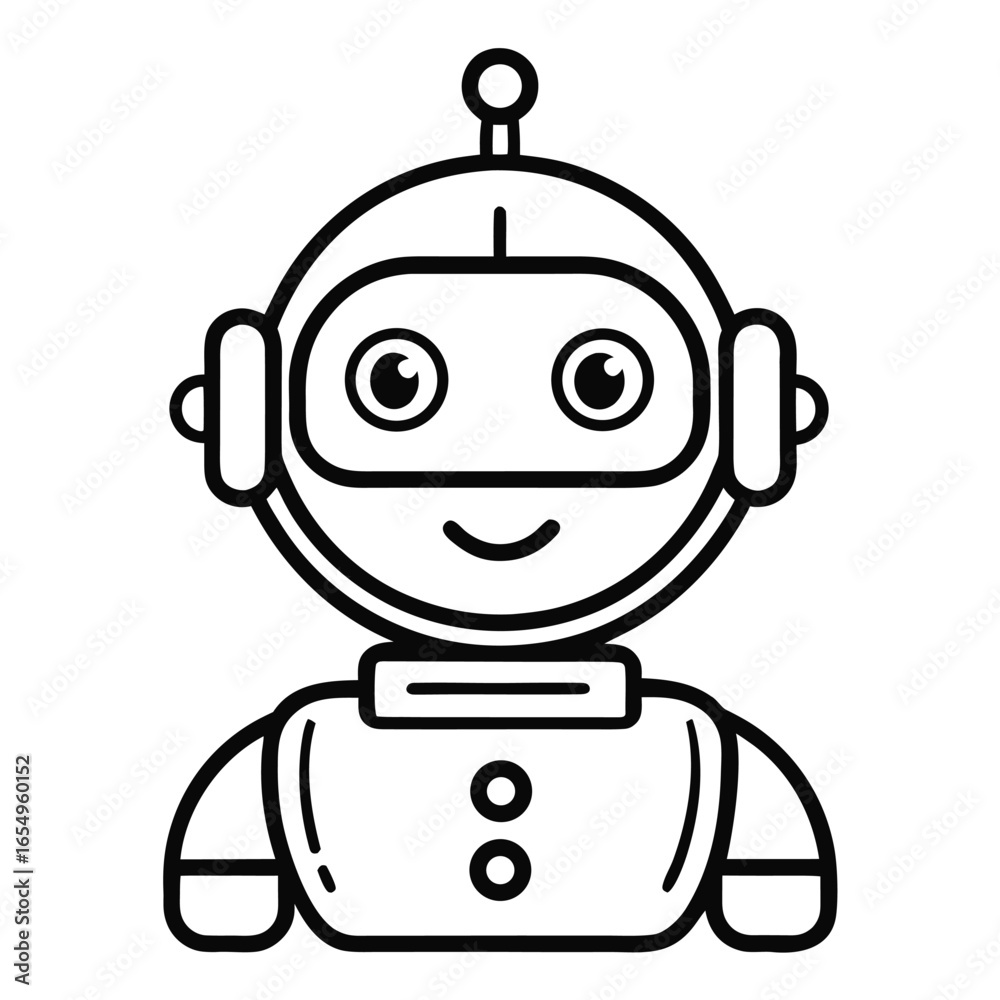 Fototapeta premium Friendly Robot Illustration A Playful and Minimalist Design Featuring a Cute Robot Character Perfect for Tech or Children's Content