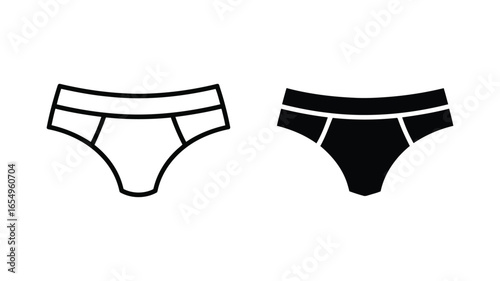 Men's Underwear Icons: Simple, Bold, Black and White Line Art Graphic Design Elements for Website, App, or Print; Minimalist Style, Clean and Modern Aesthetic.