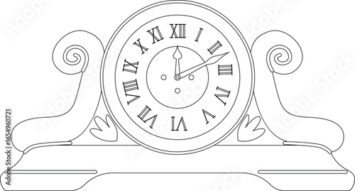 Old vintage mechanical clock black-and-white