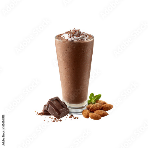 Delicious Chocolate Almond Smoothie with Whipped Cream and Chocolate Shavings