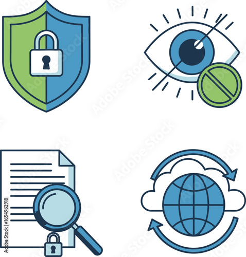 Data Security and Privacy Protection Icons Set