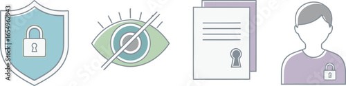 Data Privacy Protection Security System Icons Set