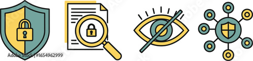 Secure Data Protection and Privacy Icons Set