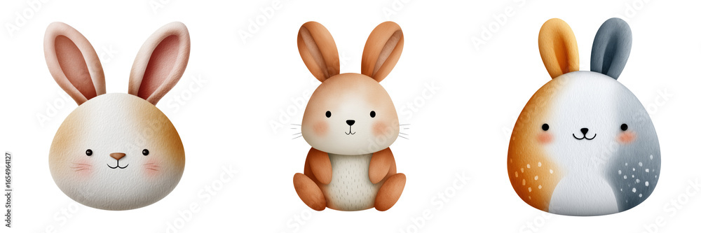 Obraz premium Cute bunny illustrations whimsical digital art in a playful setting on transparent background