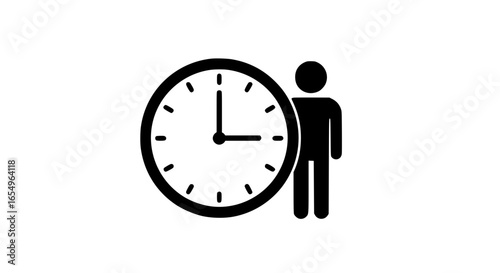 Person with a large clock black and white