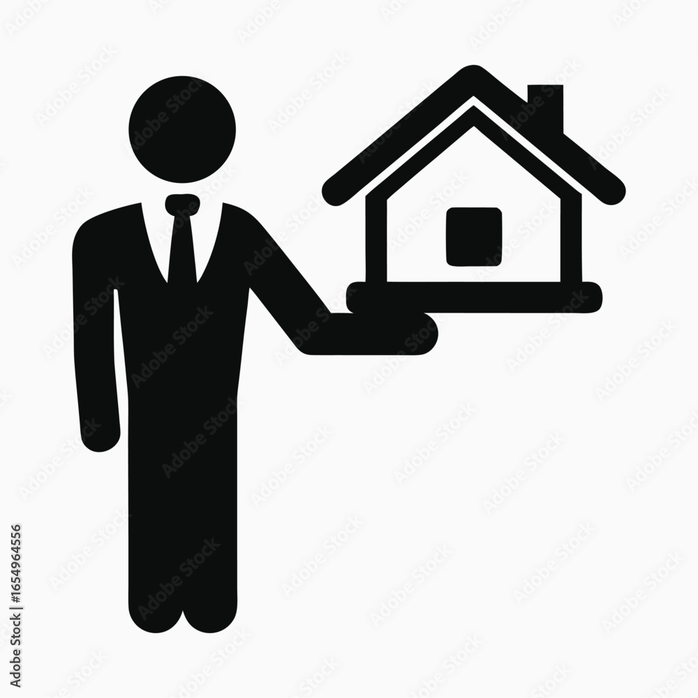 Real Estate Agent Symbol Presenting a House For Sale or Renting Represented With an Elegant and Minimalist Black and White Design Real Estate Agent Symbol Presenting a House For Sale or Renting Represented With an Elegant and Minimalist Black and White Design