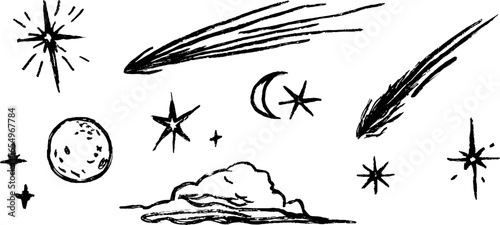 Celestial elements hand-drawn sketch collection for design and inspiration