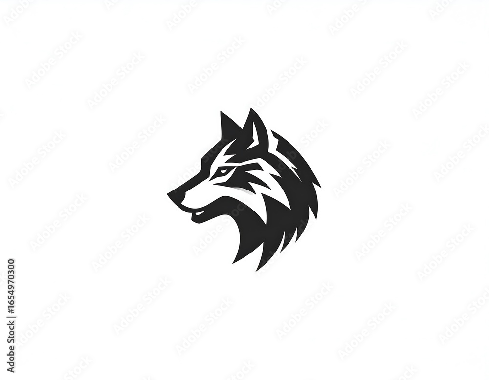 Fototapeta premium Wolf head logo, bold outline