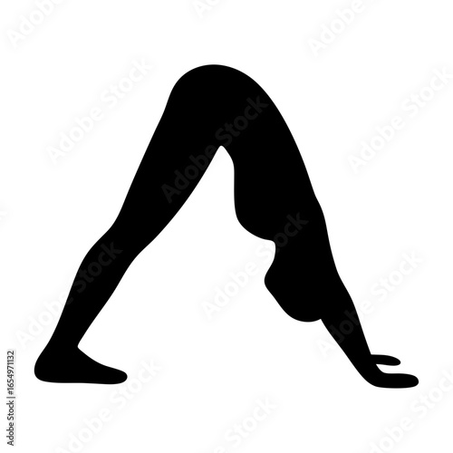 Silhouette of a person in downward dog yoga pose for fitness