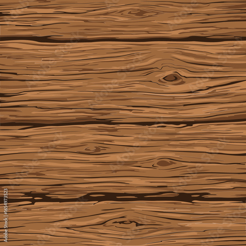 Wood plank texture showing natural grain and knots. Detailed illustration of wood grain with horizontal planks for background use. General use for design projects -