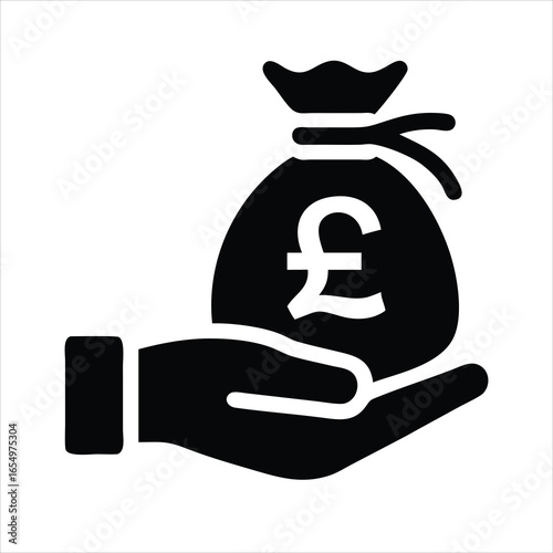 Hand Holding a Pound Bag Vector Icon on White Background

