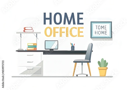 home office with computer and plant