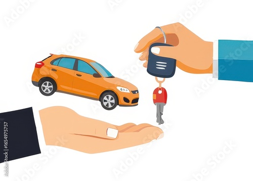a hand holding a car key and handing it to another hand
