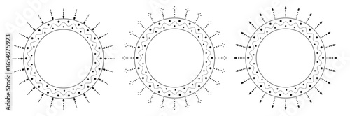 Elegant black and white circular mandala border frames with ornamental geometric patterns. Ideal for invitations, posters, rangoli outlines, tattoo designs, meditation art, and cultural decorations