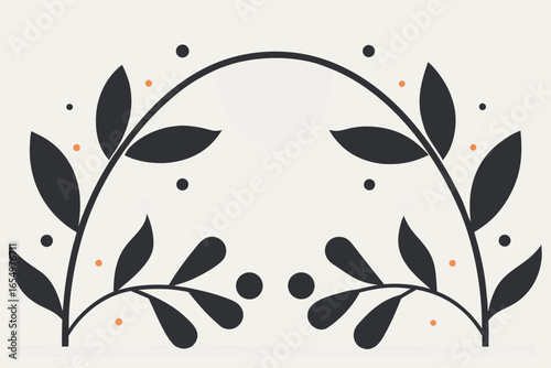 Elegant Botanical Illustration: This eye-catching illustration features an elegant botanical design with delicate leaves, creating a perfect blend of simplicity and sophistication.
