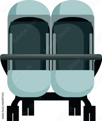 Double baby stroller isolated on white background, ensuring a comfortable and safe ride for twins or siblings