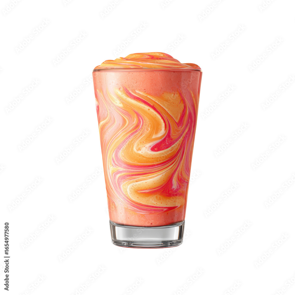 Fototapeta premium Swirled Strawberry Mango Smoothie in Glass