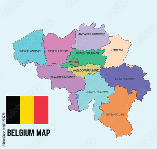 Belgium map with states,detailed political division Belgium map, printable Belgium map