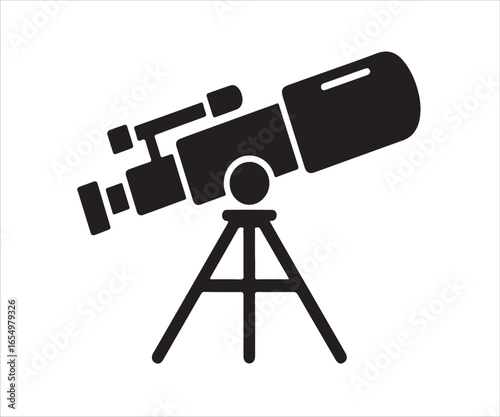 Icon of telescope on tripod, astronomy concept for space exploration