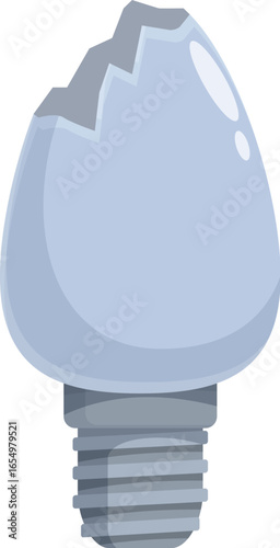 Damaged dental implant is showing the metal screw and the broken crown