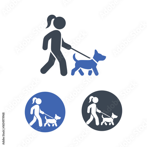 Woman Walking Golden Retriever Icon