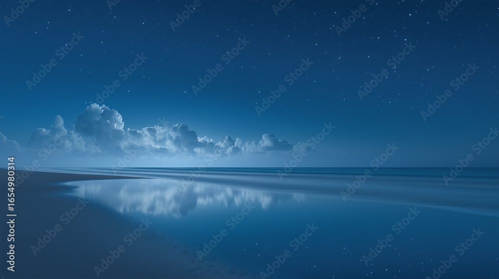 Naklejka premium background of night sea and beach under sky