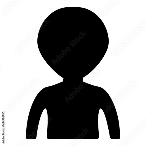 Black silhouette of a person with a rounded head and broad shoulders
