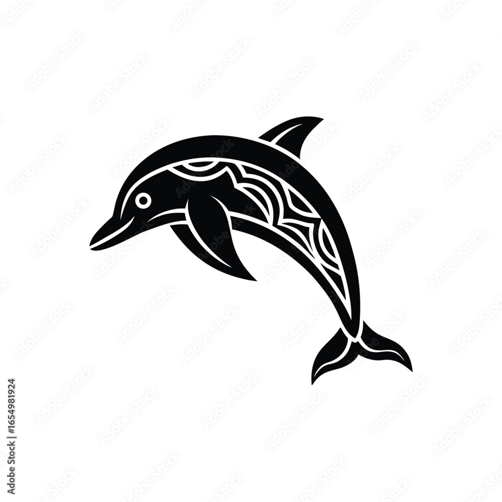 Fototapeta premium A tribal style dolphin silhouette vector illustration
