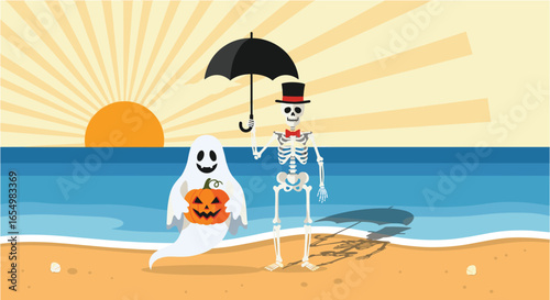 Spooky Friends Enjoy a Sunny Beach Vacation Together