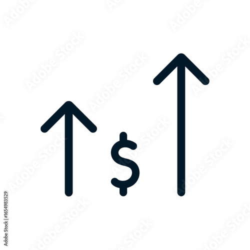 Cost increase - Dollar icon, Vector logo sign, Illustration, shape, design, UX UI icon, editable eps