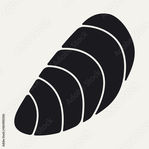 Mussel silhouette. Shellfish seafood, marine gourmet delicacy dinner mediterranean restaurant dish, cartoon oyster. Vector illustration