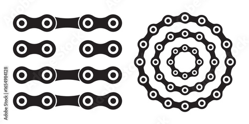 mechanical bicycle chain links pattern vector design horizontal rows concentric circle repeat metal texture