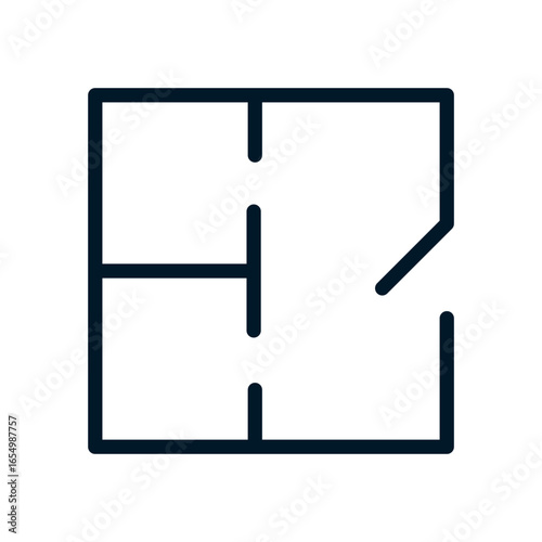 Floor plan 1 icon, Vector logo sign, Illustration, shape, design, UX UI icon, editable eps