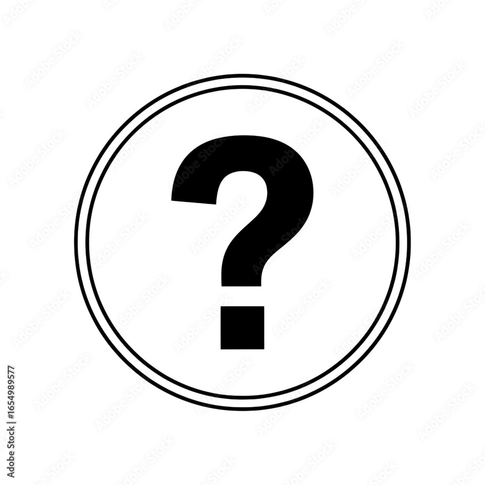 Black question mark inside a circle, isolated on white background Black question mark inside a circle, isolated on white background
