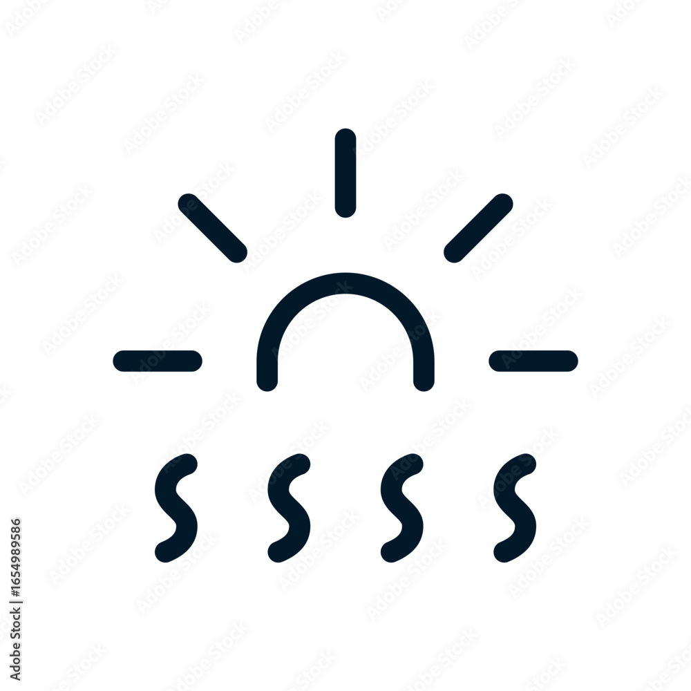 Naklejka premium Heatwave icon, Vector logo sign, Illustration, shape, design, UX UI icon, editable eps