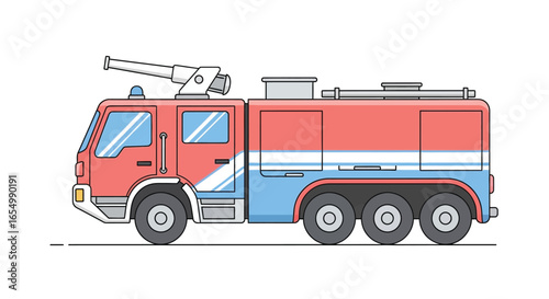 Illustration of fire truck emergency vehicle for kids drawing