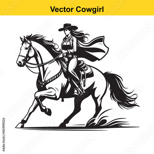 A Cowgirl Vector line art.	