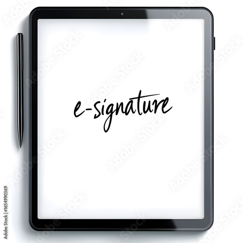 tablet pc with e-signature typed on screen