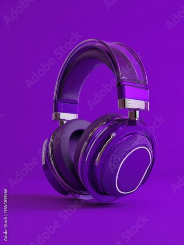 Purple Headphones on Purple Background Studio Shot Audio Equipment Listening Device Music Accessory Sound Isolation