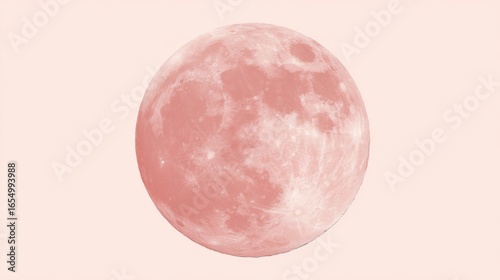 Full Pink Moon Close Up View Minimalist Style Celestial Body Lunar Phase Astronomy Space Exploration