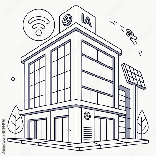 futuristic ai powered skyscraper office building vector