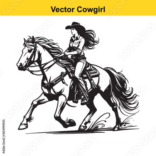 A Cowgirl Vector line art.	