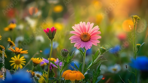 An Image of a Colorful Wildflowers In Meadow