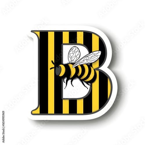 bee stylized letter B sticker