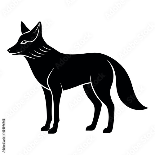 Elegant Fox Silhouette Standing Alert, a Symbol of Cunning and Adaptability, Wildlife Animal Design
